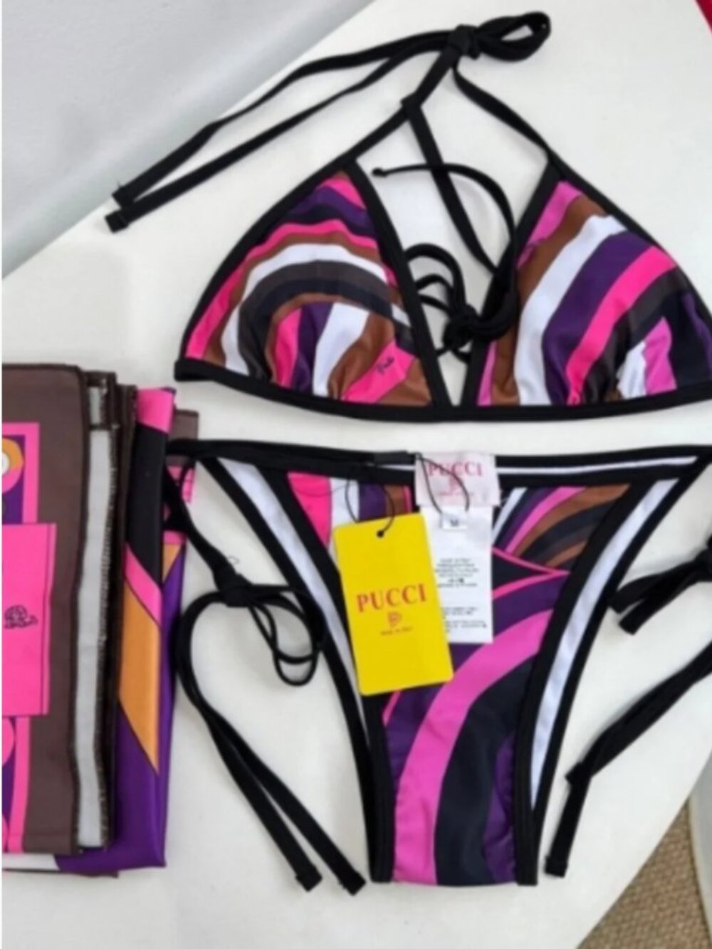 Emilio Pucci Vibrant Pink and Brown Bikini Set - Picture 3 of 5